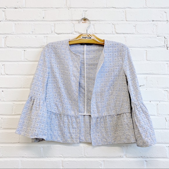 ZARA eyelet open blazer blue white - Picture 1 of 4
